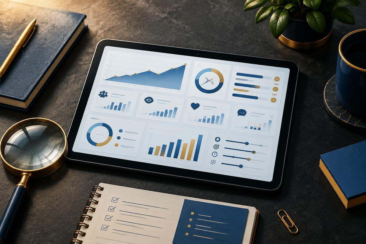 Laptop and tablet arranged for Facebook page optimization work